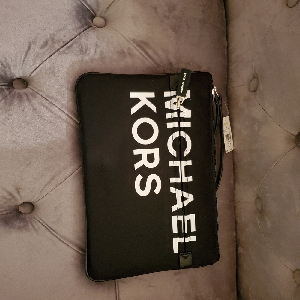 New MK  Nylon Large Zip Wristlet Clutch